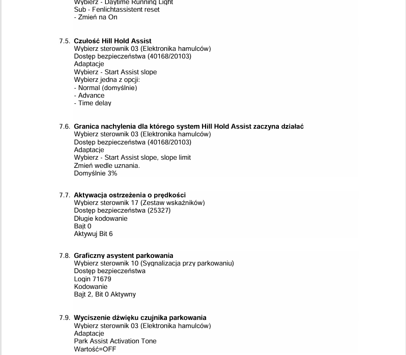 PREMIUM Zeszyt Kodowań VCDS & OBD11 – Lista Kodowań VAG